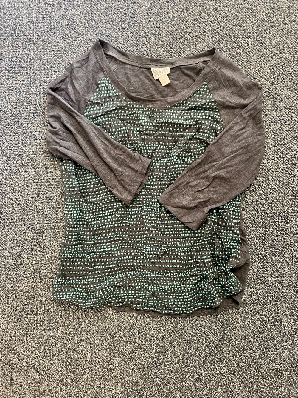 Converse Gray Top with Teal Dot Pattern